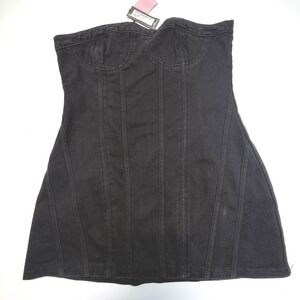 PrettyLittleThing Black Denim Bustier Corset Top (Size 12, NWT)